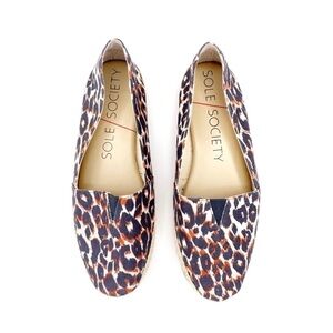 Sole Society Shoes “Xander” Leopard Print Espadrille Flats Women’s Size 7.5 New